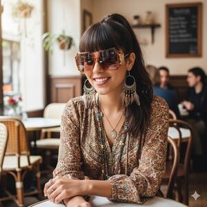 Butterfly Embellished Brown Sunglasses